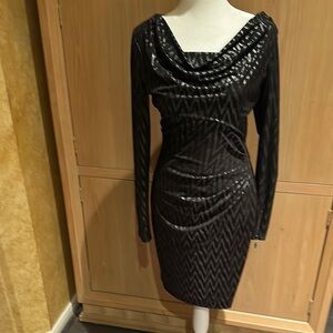 Elegant Black Dress with Zigzag Pattern